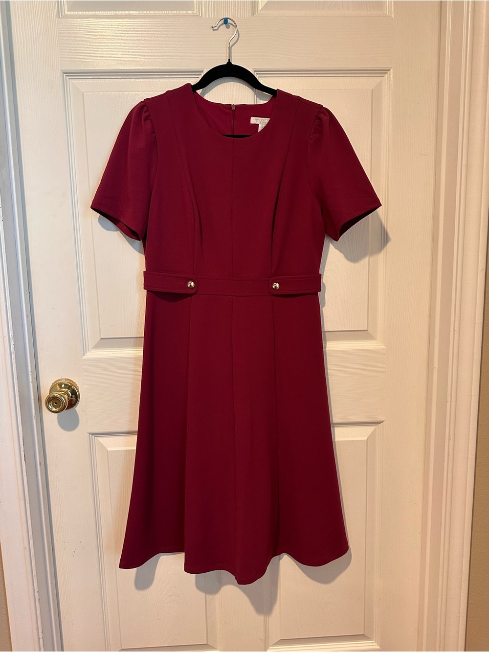 NWOT London Times Petite Short-Sleeve A-Line Midi Dress
